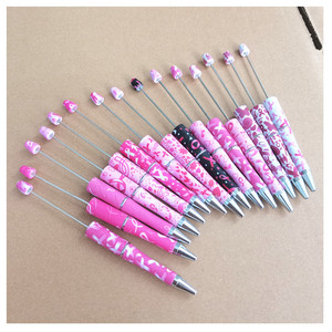 Bolígrafo <span class=keywords><strong>de</strong></span> Plástico con Diseño <span class=keywords><strong>de</strong></span> Concientización sobre el Cáncer <span class=keywords><strong>de</strong></span> <span class=keywords><strong>Mama</strong></span>, Impresión por Transferencia <span class=keywords><strong>de</strong></span> Agua, Bolígrafo Decorativo con Cuentas Coloridas - Product Image 3