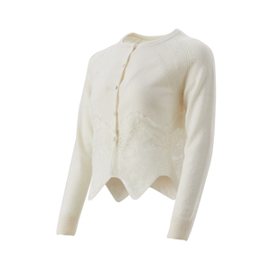 Cardigan Corto in Lana per <span class=keywords><strong>Donna</strong></span>, Personalizzabile, con Lavorazione in <span class=keywords><strong>Pizzo</strong></span>, per la Stagione Primaverile, da Produttore OEM ODM all'Ingrosso - Product Image 2