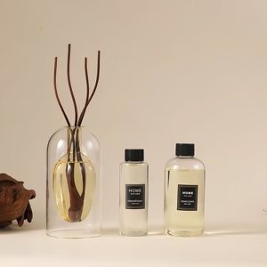 Diffuseur sans flamme de roseau en rotin minimaliste haut de gamme Bouteilles en verre d'arôme longue durée Huiles essentielles Bâtons de diffuseur de parfum - Product Image 6