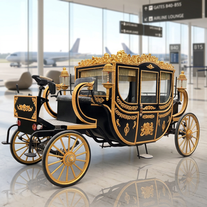 Calèche royale de luxe pour mariage avec 4 roues en acier et pneus en caoutchouc massif, 4-6 places pour attractions touristiques, chariots tirés par des chevaux - Product Image 1
