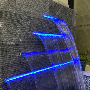 丙烯酸水冷墙叶片窗帘特点透明下降不锈钢喷泉级联室外游泳池瀑布
