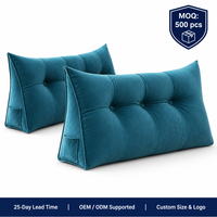 Coussin triangulaire de lecture en velours matelassé pour lit double, queen ou king, dossier de lit en forme de cale, coussin moelleux pour chambre à coucher
