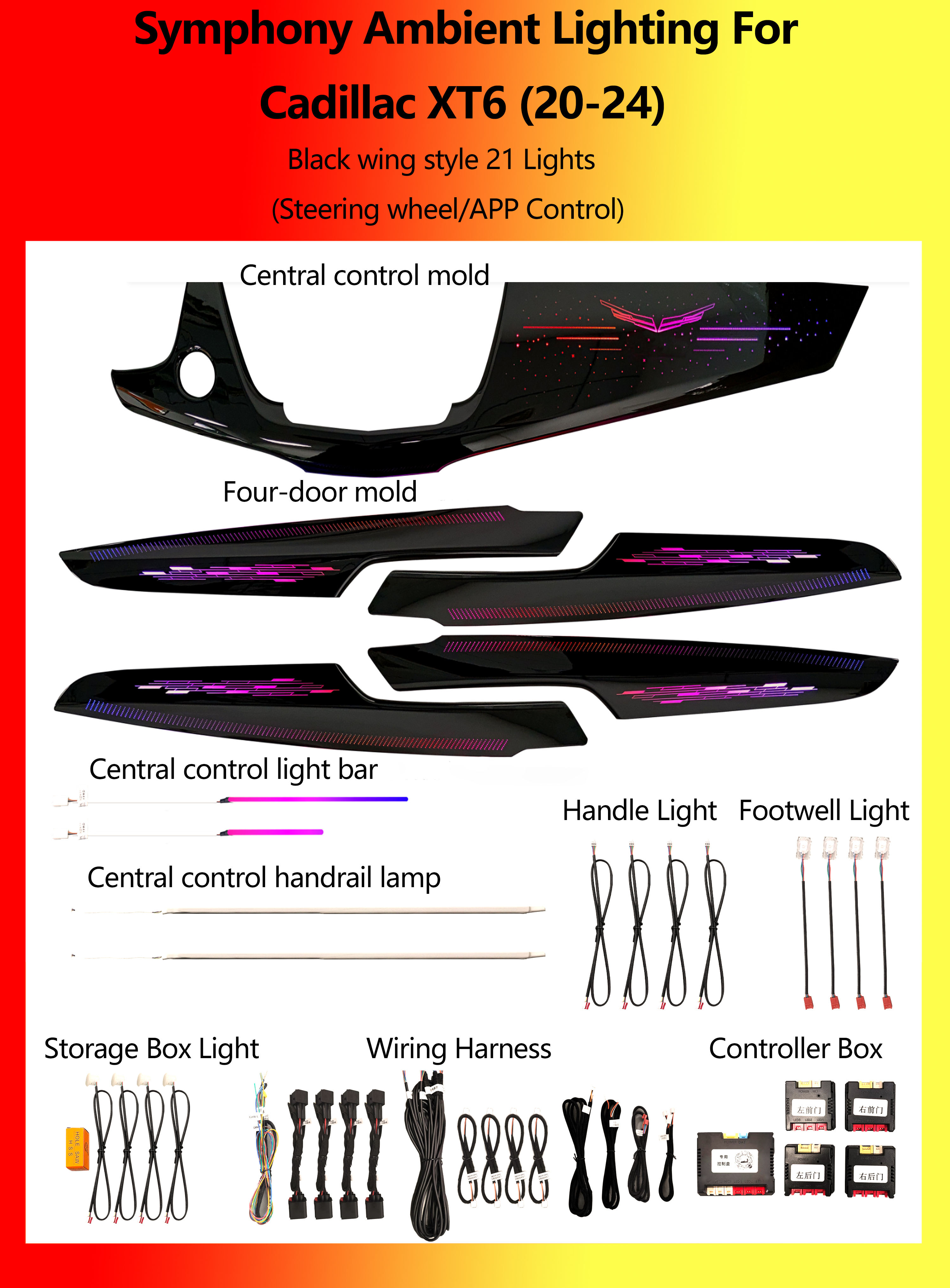 คาดิลแลค XT6 สไตล์ปีกสีดำ Symphony 21 Lights