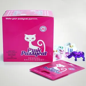 3D Card Pink Pussy Cat Blue/Red Rhino 7 Platinum 5000/3000 Male Sexual Enhancement Pill Blisters/Boxes for Men Power Enhancement