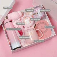 Coffret Cadeau Promotionnel Rose : Tasse Intelligente et Bouteille Isotherme Style Affaires – Boîte Cadeau Économique pour Anniversaire de Femme