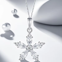 Collar de Plata de Ley 925 con nombre personalizado, diseño de circón en forma de pera de copo de nieve Simple, collar con colgante de joyería exquisita para mujer