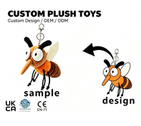 Jouets en peluche personnalisés, poupées porte-clés en peluche douce en forme de moustique, pour cadeaux promotionnels.