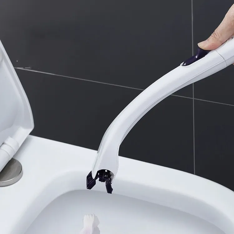 100% Degradable Disposable Toilet Brush Single Use Plastic Wand Blue Non-woven Fabrics Toilet Cleaning Brush