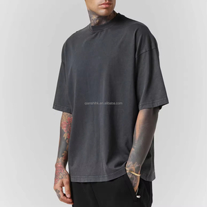 เสื้อยืดผ้าฝ้ายแท้ 100% คุณภาพสูง แบบเรียบ  ไซส์ใหญ่พิเศษ ทรงบ็อกซี่ เสื้อยืดเปล่าสำหรับผู้ชาย เสื้อยืดโอเวอร์ไซส์เนื้อหนาสำหรับผู้ชาย - Product Image 2