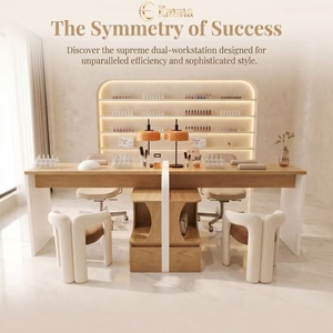 Modern Wooden Double Manicure <b>Table</b> Marble Top 2 Person <b>Nail</b> Desk Professional Beauty Salon Tech Workstation Furniture - Product Image 1