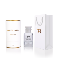 Botol parfum transparan, botol kaca silinder OEM 30ml/50ml/100ml dengan tabung hadiah dan tas