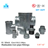 Raccords de tuyauterie en fonte malléable galvanisés à basse pression avec bouchons à filetage perlé FM UL CE NPT BSPT 300Psi 1/2''-6'' Classe 150