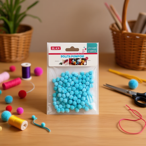 Pompon ILAN 1.0 Cm 100 Pezzi Blu Cielo per Artigianato - Product Image 3