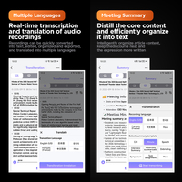 Enregistreur vocal IA M3 avec transcription et résumé, suppression du bruit IA, prend en charge 152 langues, mémoire 64 Go, contrôle par application, enregistreur audio