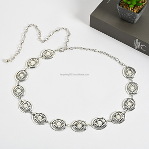 חגורת טורקיז נשים מתכווננת חגורת שרשרת המותניים מתכת עבור נשים הבוקרת שמלות מערביות-קישורים חגורות שרשרת - Product Image 4