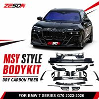 Kit carrosserie style MSY en fibre de carbone sèche : Lame avant, séparateur, diffuseur, jupes latérales, canards, coques de rétroviseurs, calandre pour BMW Série 7 G70