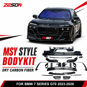 Kit carrosserie style MSY en fibre de carbone sèche : Lame avant, séparateur, diffuseur, jupes latérales, canards, coques de rétroviseurs, calandre pour <span class=keywords><strong>BMW</strong></span> Série 7 G70 - Product Image 1