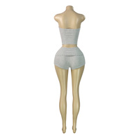 Ensemble 2 pièces short femme été 2026 – Haut bustier imprimé rayé et short moulant – Tenue deux pièces pour femme