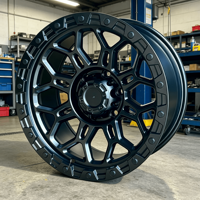 Jantes tout-terrain géométriques noires mates robustes de 17 pouces 6x139.7 pour camions 4x4, SUV et configurations tout-terrain
