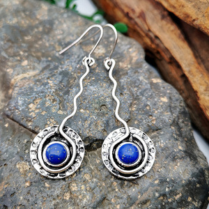 Orecchini Pendenti Vintage Blu con Filo Intrecciato, Stile Artigianale, Gioielli di Moda per Donne - Product Image 6