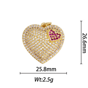 Heart Pendant Charm Copper Electroplated For Necklace Making Jewelry Findings 18k Gold Plated DIY Accessories Fall 2024 Yiwu - Product Image 4