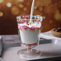 Copa de Vino de Vidrio de Doble Pared de 250 ml al por Mayor, con Confeti de Colores en el Interior, Copa de Vidrio de Borosilicato de Alta Calidad con Tallo para Regalo de Fiesta