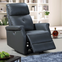 Fauteuil inclinable moderne en cuir véritable avec port de charge USB, design ergonomique, fonctionnalités réglables, garantie de 5 ans - Salon, hôtel