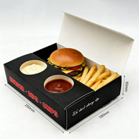 Boîte d'emballage personnalisée en carton pour poulet frit, hamburgers et frites, avec compartiment pour sauces et support à ketchup