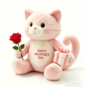 customized <b>Cat</b> <b>Plush</b> with Rose, <b>Cat</b> <b>Plush</b> with Gift Box, Soft Pink <b>Cat</b> Plushie, Cute Kitten Toy - Product Image 2