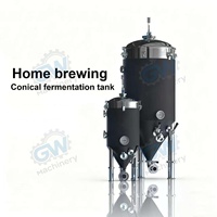 Équipement de Fermentation Alcoolique Conique en Acier Inoxydable 304 Brossé, avec Enveloppe Chauffante et Refroidissante, et Élément de Chauffage, pour Récipient Sous Pression