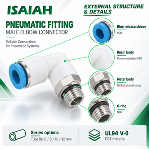 Raccords pneumatiques à encliquetage ISAIAH UL94 V-<span class=keywords><strong>0</strong></span> PBT ignifuges 1MPa pour lignes d'air de soudage automobile - Product Image 5