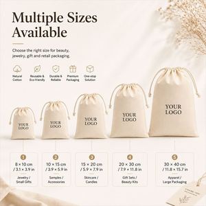 Bolsa de Algodón Reutilizable con Cordón, Logotipo Personalizado Impreso, Bolsa Ecológica Suave para Regalos, Joyería y Cosméticos - Product Image 4