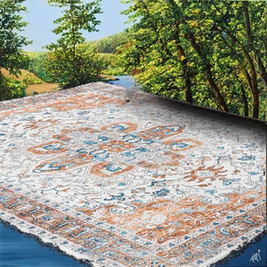 Moquette en polyester lavable grande surface, en peluche, design floral moderne, pour salon, cuisine et bureau (lavable en machine) - Product Image 2