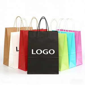 Bolsa de Regalo de Papel Kraft Pequeña con Asa Plana, Bolsa de Papel Artesanal Personalizada con Logotipo, Color Personalizado para Negocios - Product Image 1