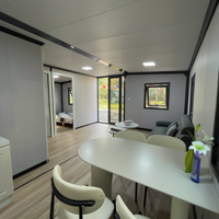 Maison modulaire préfabriquée entièrement meublée en acier, 2 chambres, 1 salle de bain, installation facile, maison conteneur extensible pour mini-maison