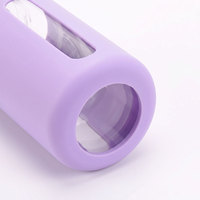 Bouteille en verre borosilicate personnalisée avec logo, couvercle à paille et échelle de temps, livraison rapide