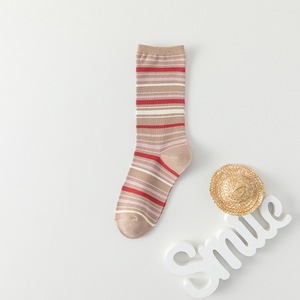 Calcetines a Rayas de Primavera/Otoño para Mujer, Calcetines Medios Versátiles y Sencillos, Calcetines de Algodón Transpirables que Absorben el Sudor, Venta al Por Mayor - Product Image 2