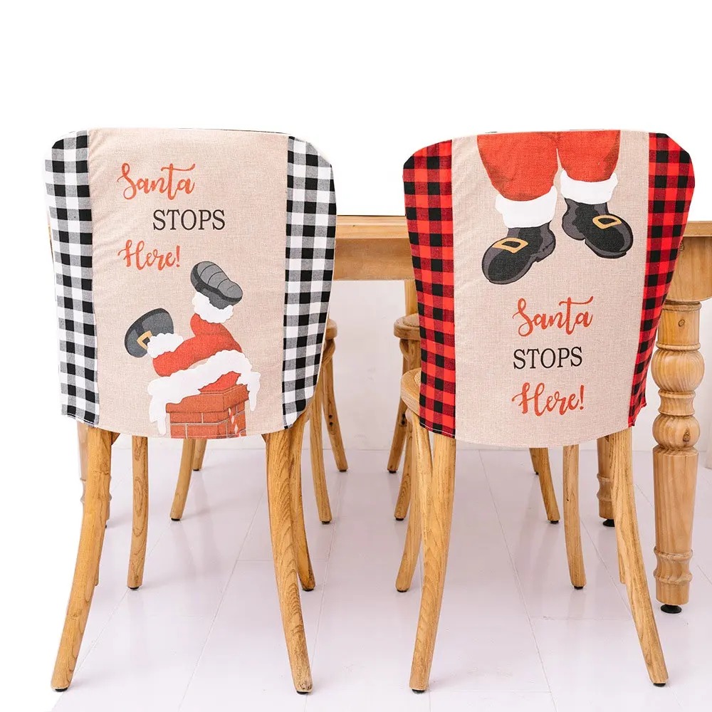 Wholesale High Quality Christmas Holiday Festival Decor Kitchen Santa Design Chair Back Chair Cover