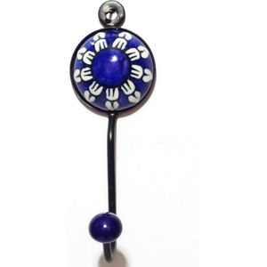 PARIJAT Handicraft Floral Metal Wall Hook Decorative Ceramic Hanging Holder for Coat <b>Keys</b> Bathroom Towel - Product Image 3