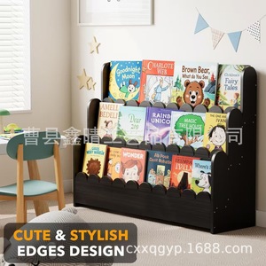 Estantería de madera para niños, estante de almacenamiento de 3 niveles para libros, organizador de exhibición duradero de varias capas - Product Image 5