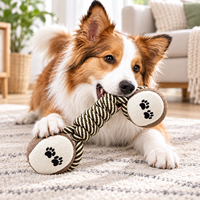 Jouet à mâcher pour chien en caoutchouc durable et écologique, en forme d'haltère, avec nœud en corde, jouet interactif pour chien