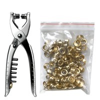 Pince à riveter et à poser des œillets en acier au carbone 2-en-1 à tête convertible, multifonction pour poinçonnage et pressage d'œillets