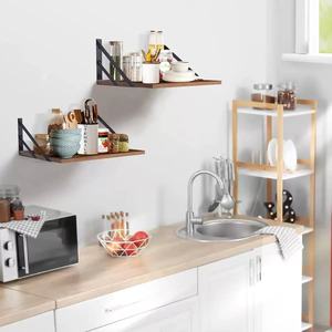 Étagère murale en bois de style américain, étagère de rangement murale en bois massif à une seule ligne, ensemble de deux pièces pour salon et chambre à coucher - Product Image 4