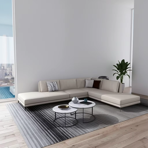 Canapé en cuir véritable avec pieds en métal fins, canapé d'angle en forme de L - Design moderne, confortable et gain de place - Product Image 4