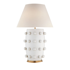 Lampe de maison à base en laiton Lampe de table en céramique blanche de grande taille Lampe de bureau antique - Product Image 1