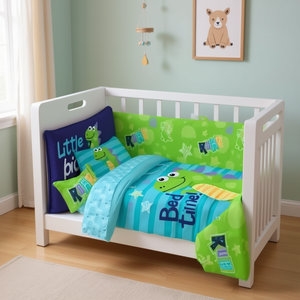 Juego de Edredón para Cuna Dink de 7 Piezas, Azul, Algodón, Estampado de Dibujos Animados, Ropa de Cama para Bebé - Product Image 2