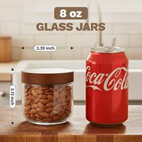 Bocaux en verre Mason de 8 oz avec couvercle hermétique en bois d'acacia, à large ouverture, réutilisables, lot de 4, pour pudding de chia, thé, café, collations, yaourt et épices