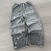Pantalon de survêtement unisexe Yingling personnalisé, effet vieilli, imprimé vintage, coupe décontractée mi-haute, ourlet évasé, oversize, épais et ample