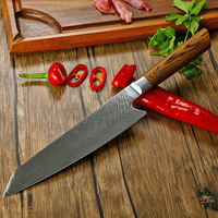 Couteau de chef de cuisine en acier damas à 67 couches, fabriqué à la main, 8 pouces, avec manche ergonomique en bois Pakka