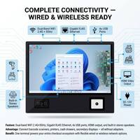 15,6-дюймовый сенсорный POS-терминал (Windows 10/Android 11) с функцией кассового аппарата, встроенным термопринтером и считывателем NFC-карт